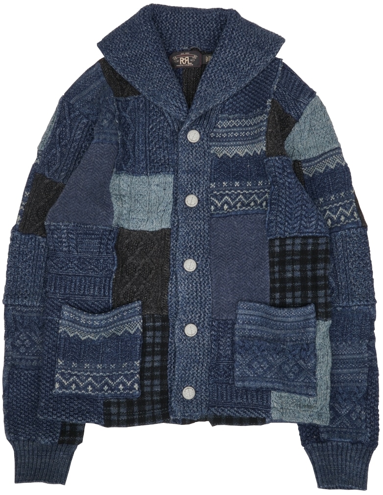 ダブルアールエル) RRL インディゴ パッチワーク コットンブレンド