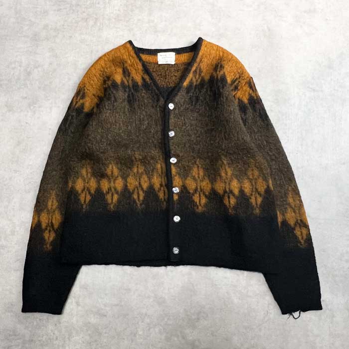 60'S Sears Mohair Cardigan Made in USA BLACK BROWN/L 60年代