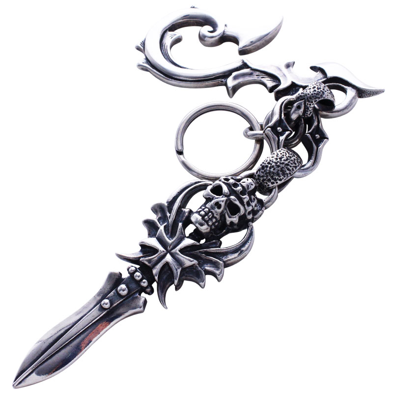 SCROLL HOOK， SAW WITH HAMMERED KING WING DAGGER KEY CHAIN | キー