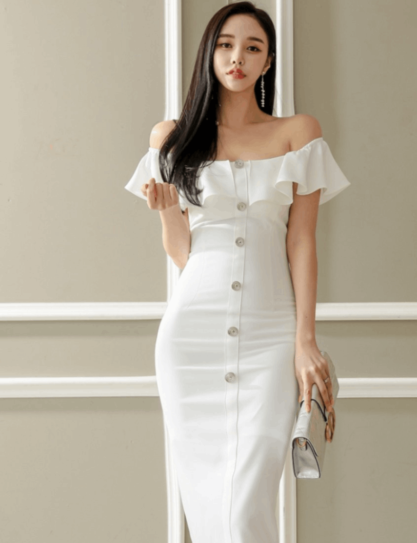 AIDMAX】丈長/ドレス/ワンピース/ホワイト/オフショル/タイト | SHAPE
