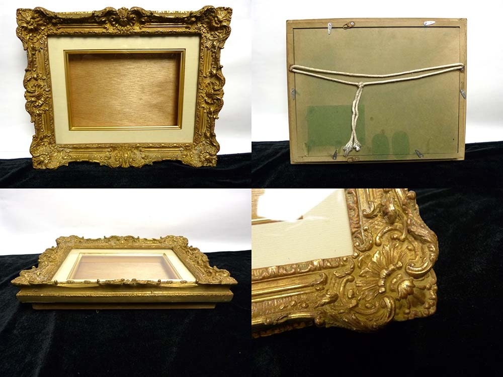 レトロ な豪華装飾付き金色油彩額縁 / 金色木製フレーム 油絵SM 【中古