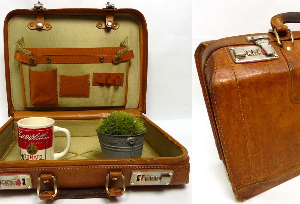 ヴィンテージ ダイヤルロック レザー トランク / オールド スーツ