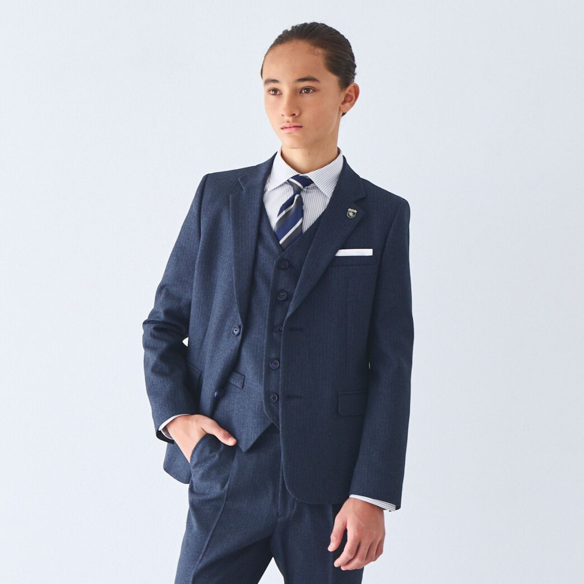 ストライプスリーピーススーツセット 140 150 160 170cm (8371-5604