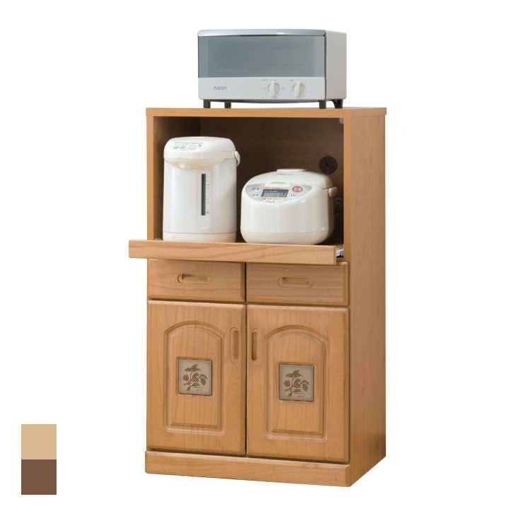 九州大川産 天然木タイル付レンジ台 ロータイプ｜ファミリー・ライフ