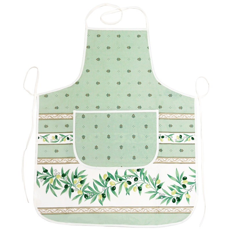 南仏プロヴァンス製 コットンエプロン オリーブ柄/グリーン FAP-RMTL