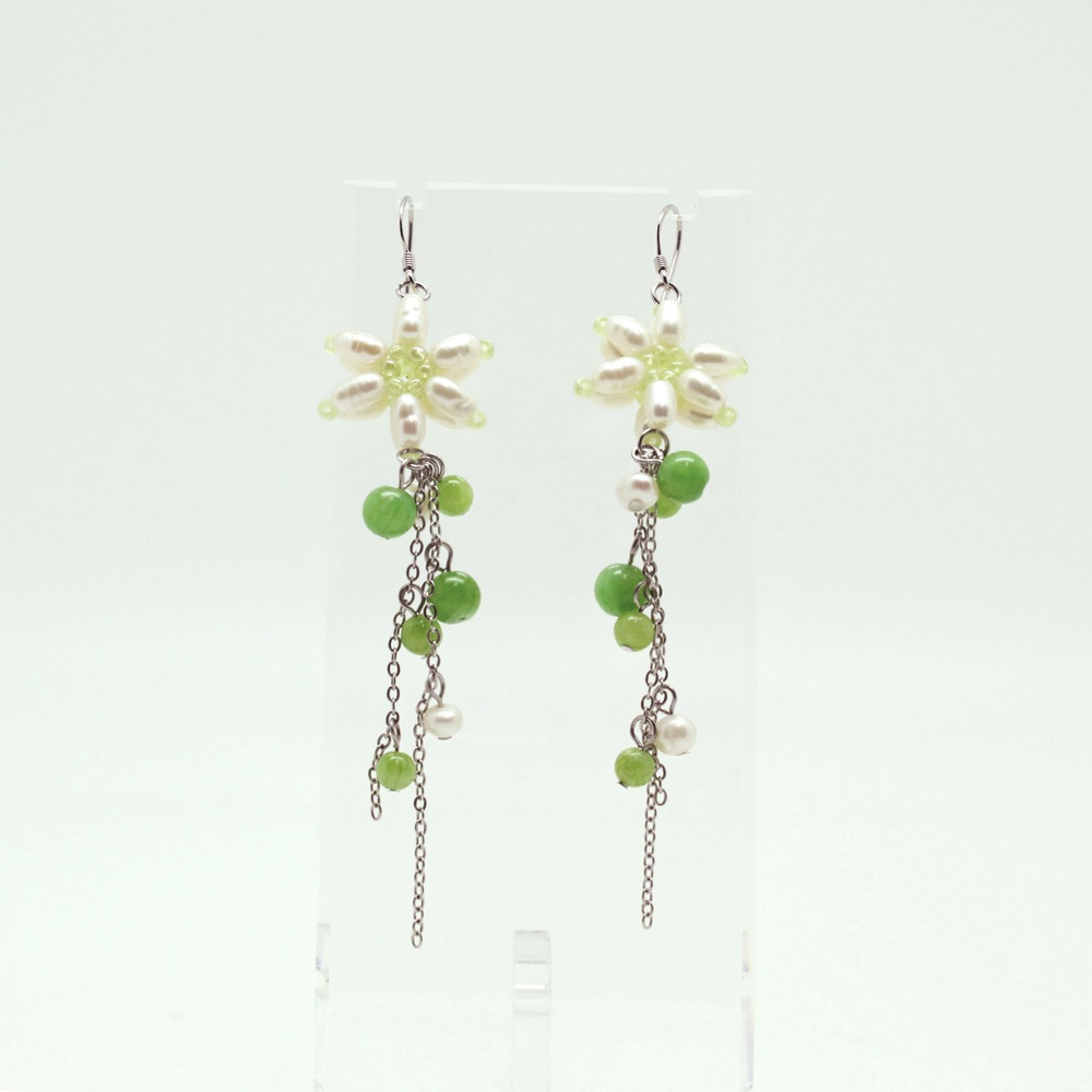 天然石アクセサリー ネックレス ピアスセット BP1805 グリーン｜パーツ