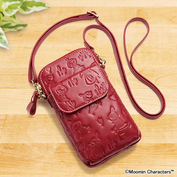 送料込】 『リトルミイ 赤いラム革のスマホポシェット』 大人のための