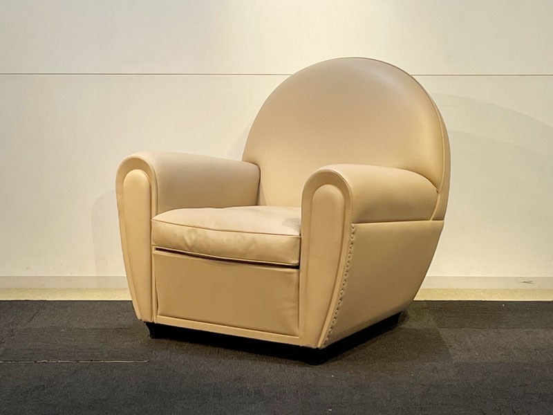 アームチェア「バニティフェアXC」革ベージュ/アウトレット＆ベッド