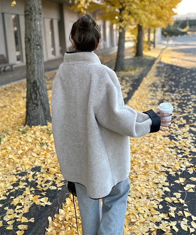 stand collar reversible boa middle coat | OUTER | LAULEN（ローレン）