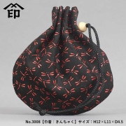 印傳屋（INDEN-YA）手提げ袋【巾着｜蜻蛉（とんぼ）紺白】祭用品専門店