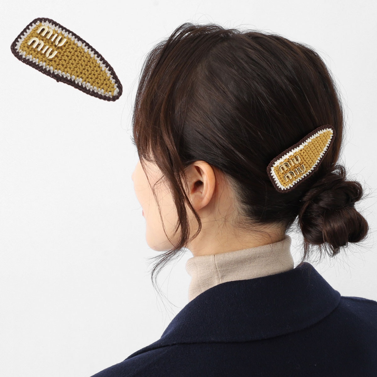 miu miu ミュウミュウ ヘアクリップ/CROCHET HAIR CLIP ロゴ ヘア