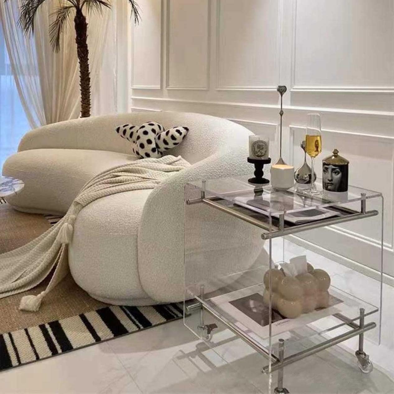 VeroMan クリアサイドテーブル サイドテーブル ソファサイド ガラス