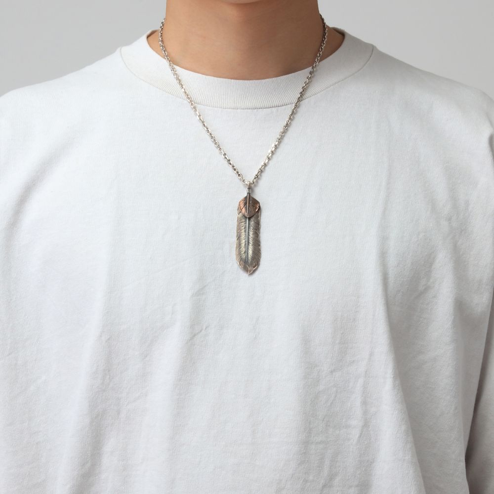 ハート付 フェザー シルバー925 オキシダイズコーティング（燻し