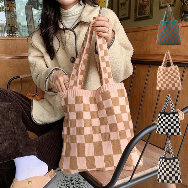 市松模様ニットトートバッグ | レディース,バッグ,トートバッグ