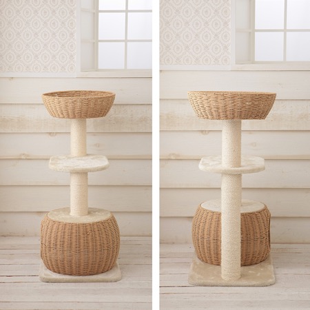 キャットタワー シャルマン カゴハウス＆カゴベッド 通気性◎ 据え置き