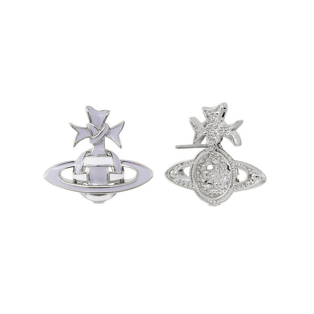 Vivienne Westwood Blue Ribbon Silver Stud Earrings | 0144924
