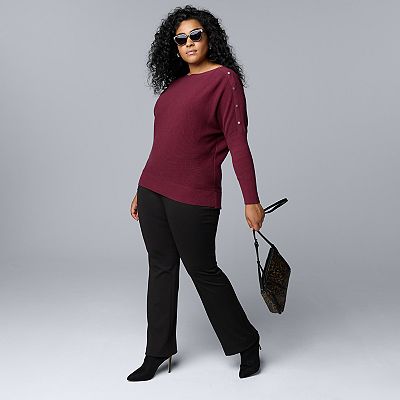 Plus Size Simply Vera Vera Wang Dolman Sleeve Snap Sweater