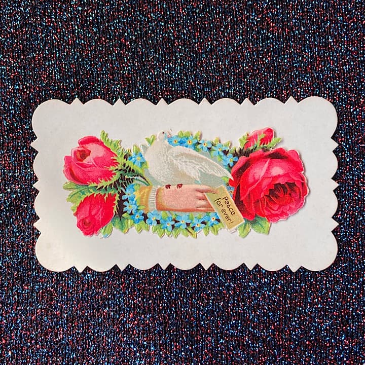 08G竪琴とパンジー、角に小さなクロモスのヴィクトリアン・コーリング