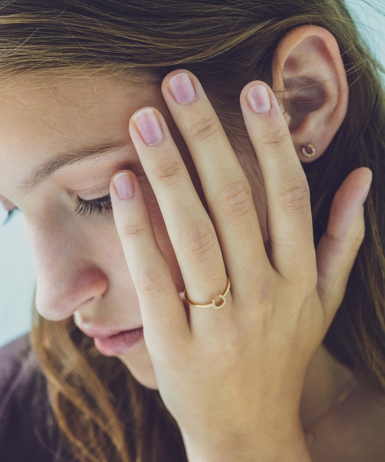 K18YG ホースシュー ダイヤモンド リング（230719） ｜ women