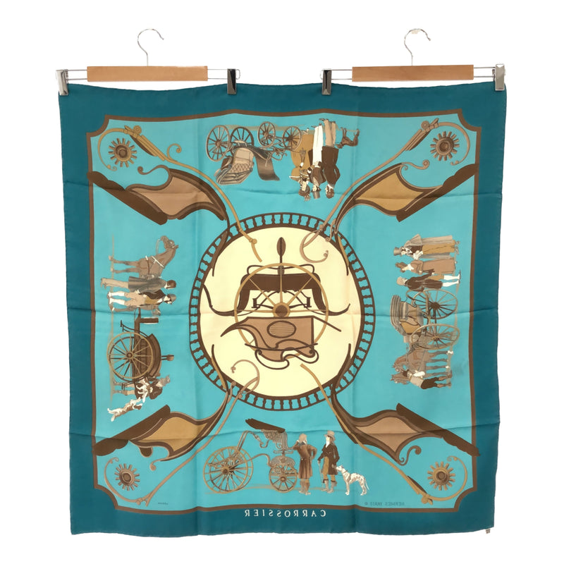 エルメス HERMES カレ90 スカーフ CARROSSIER 馬車 シルク 水色 ブルー