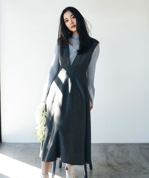 Vネックフレアジャンスカ23AW｜ナチュラルビューティーベーシックの