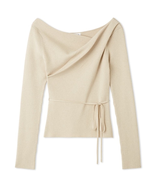 シルクブレンドアシメデコルテドレープリブニット｜フレイアイディーの