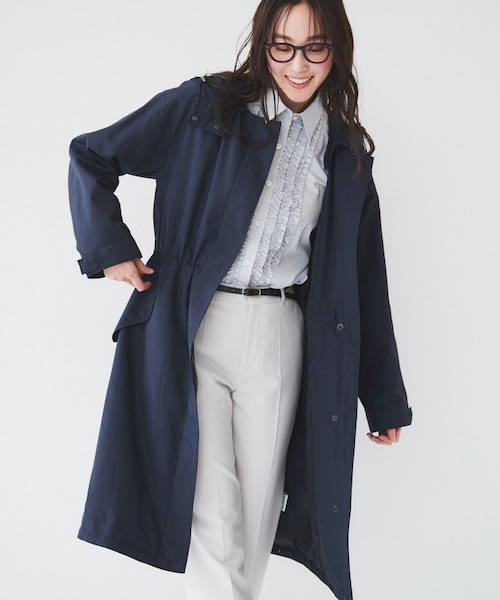 quaranciel: ポリエステル フェイク ファー ボア フーデッド コート