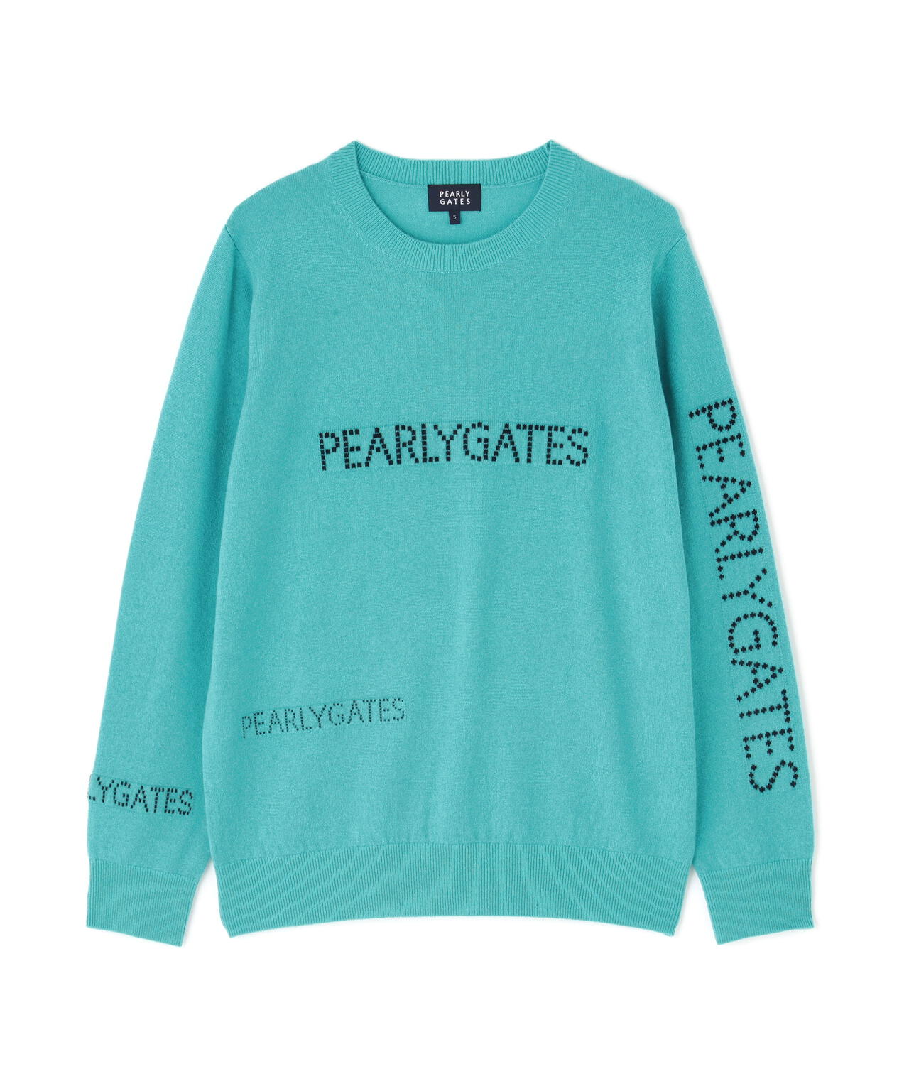 12G部分ジャガードカシミヤ100クルーネックニットプルオーバー