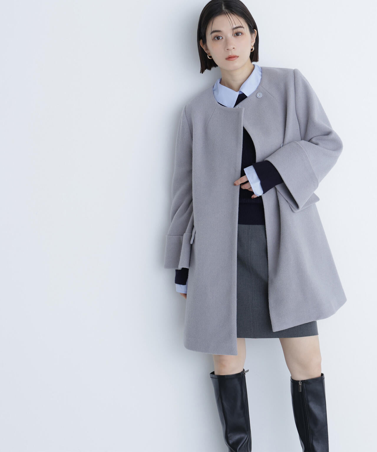 ノーカラーミドルコート | NATURAL BEAUTY BASIC（ナチュラル