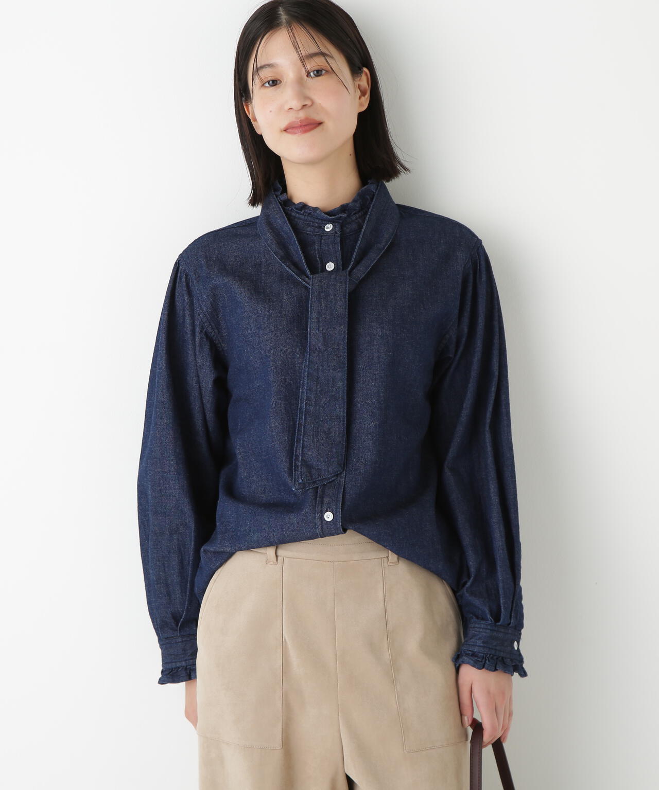 Healthy Denimコラボ】デニムボウタイブラウス | human