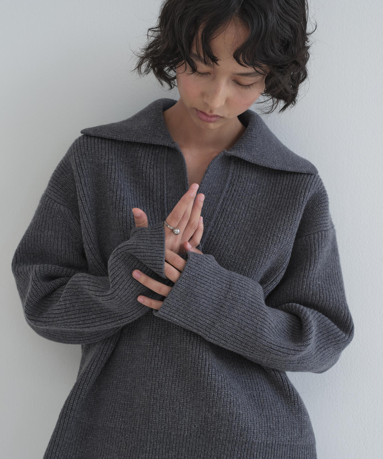 別注]STUDIO NICHOLSON / LAMBSWOOL RIB POLO COLLAR JUMPER | THE