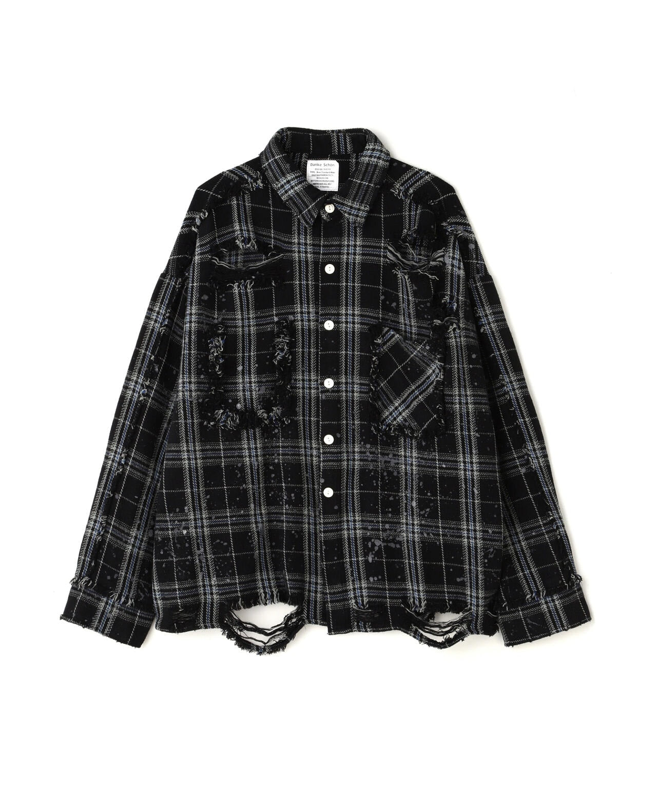DankeSchon/ダンケシェーン/PIGMENT DAMAGE FLANNEL CHECK LONG SLEEVE