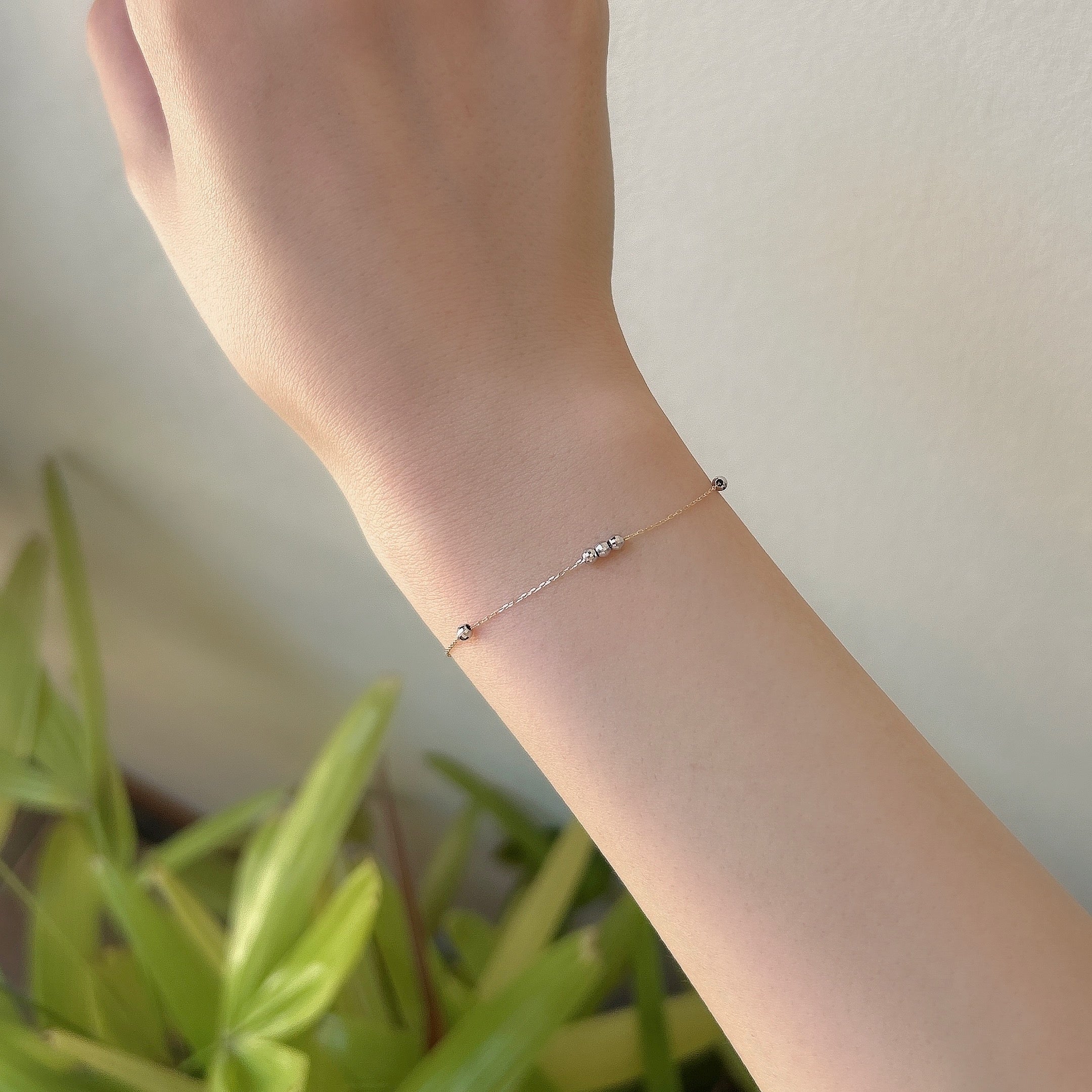 K18コンビスライドミラーボールブレスレット