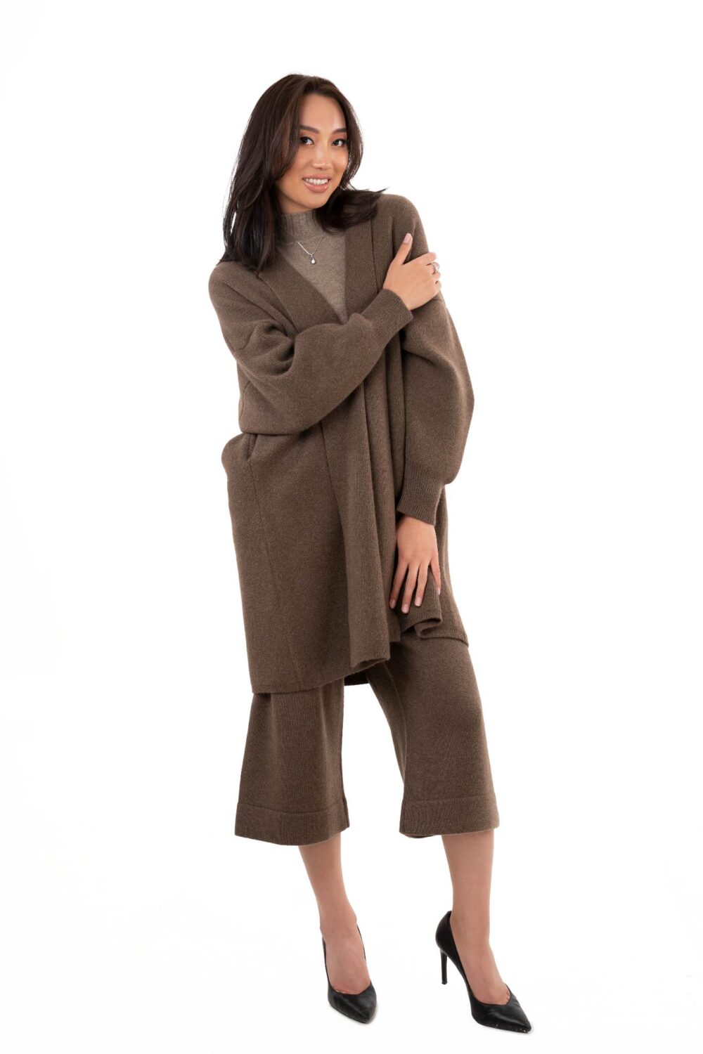Women's Dark Brown Yak Wool Coat | Mongulai