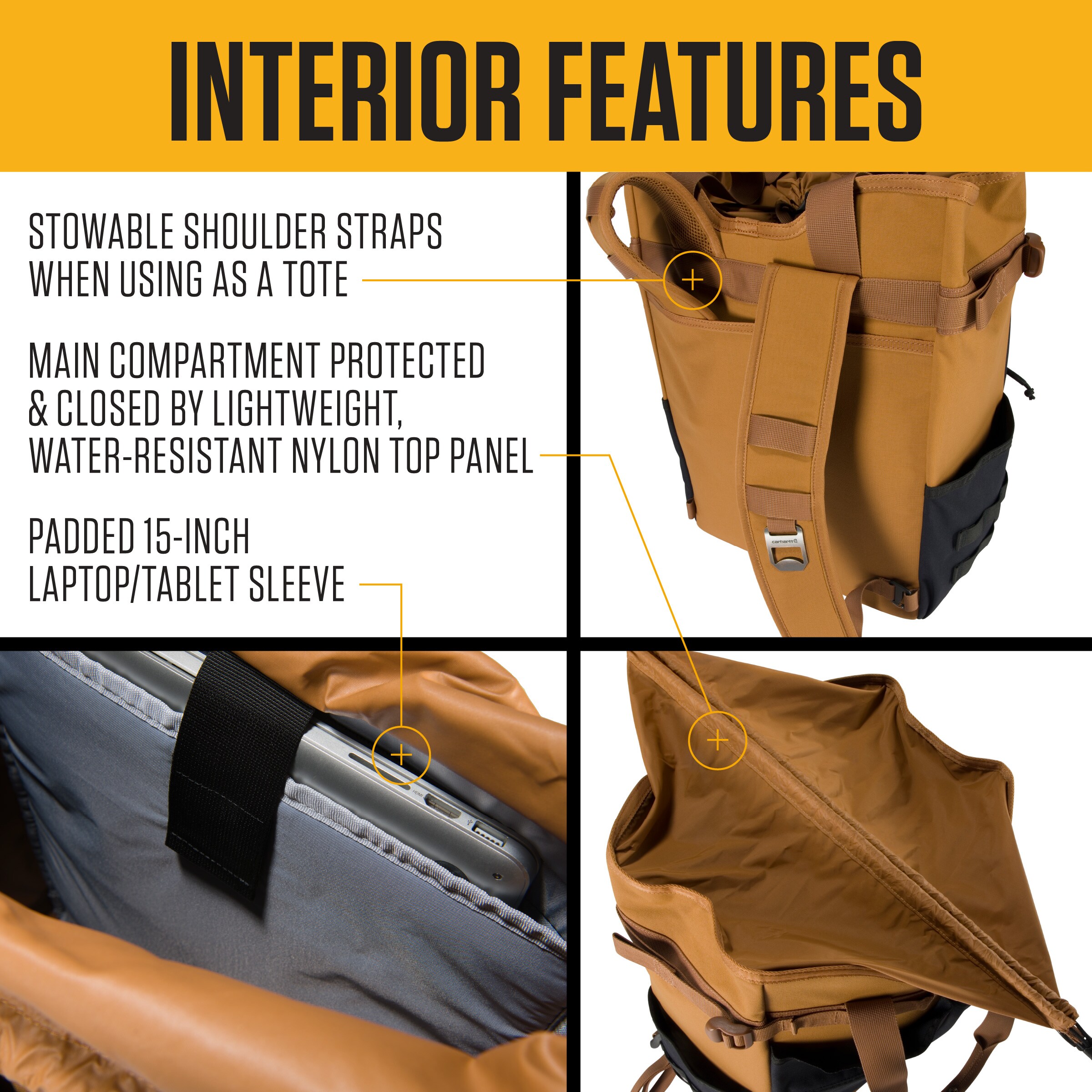 Carhartt 28L Nylon Cinch-Top Convertible Tote 7 X 13 X 17.5 Port