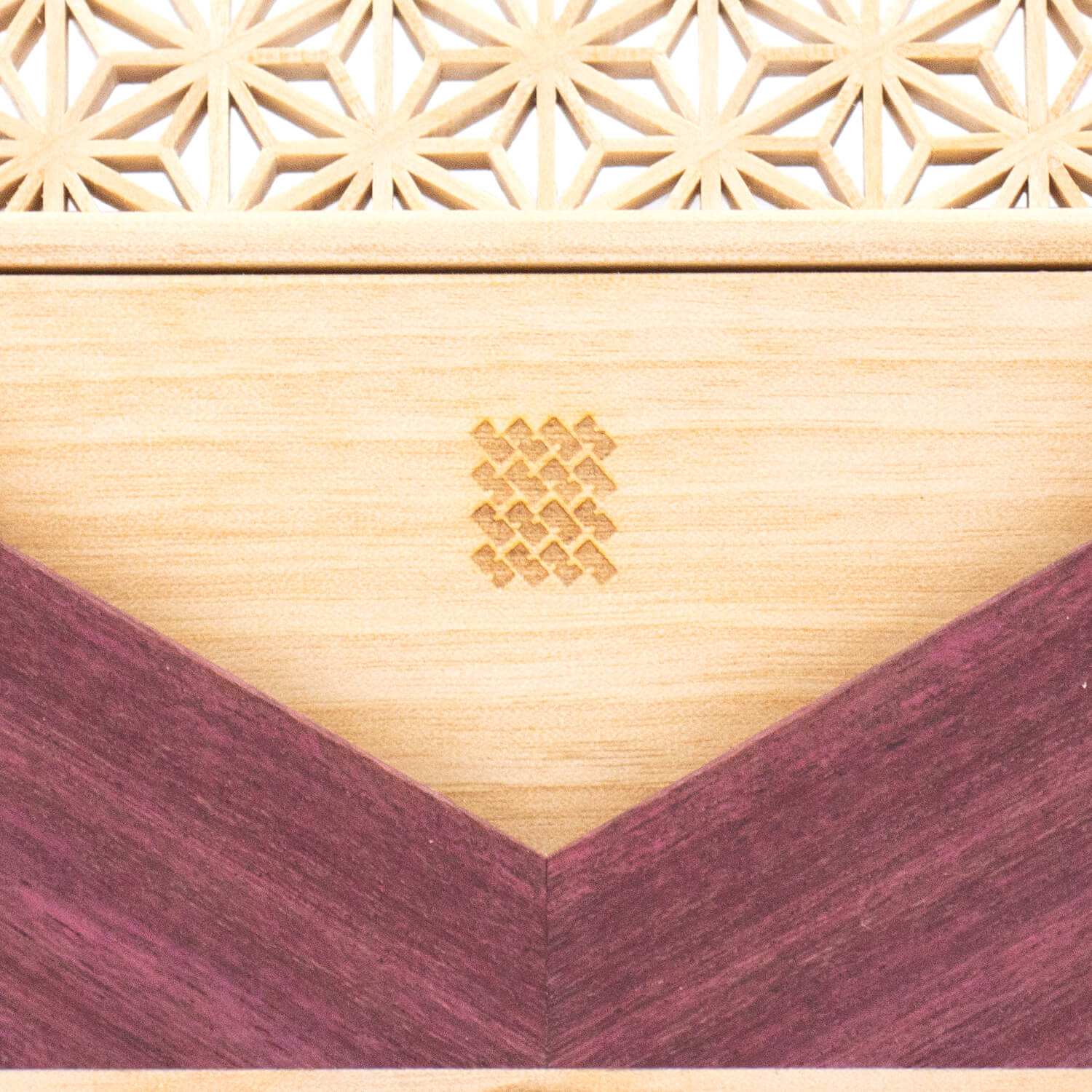 Enishi パープルハート 組子細工のカードケース 木製 横型名刺入れ