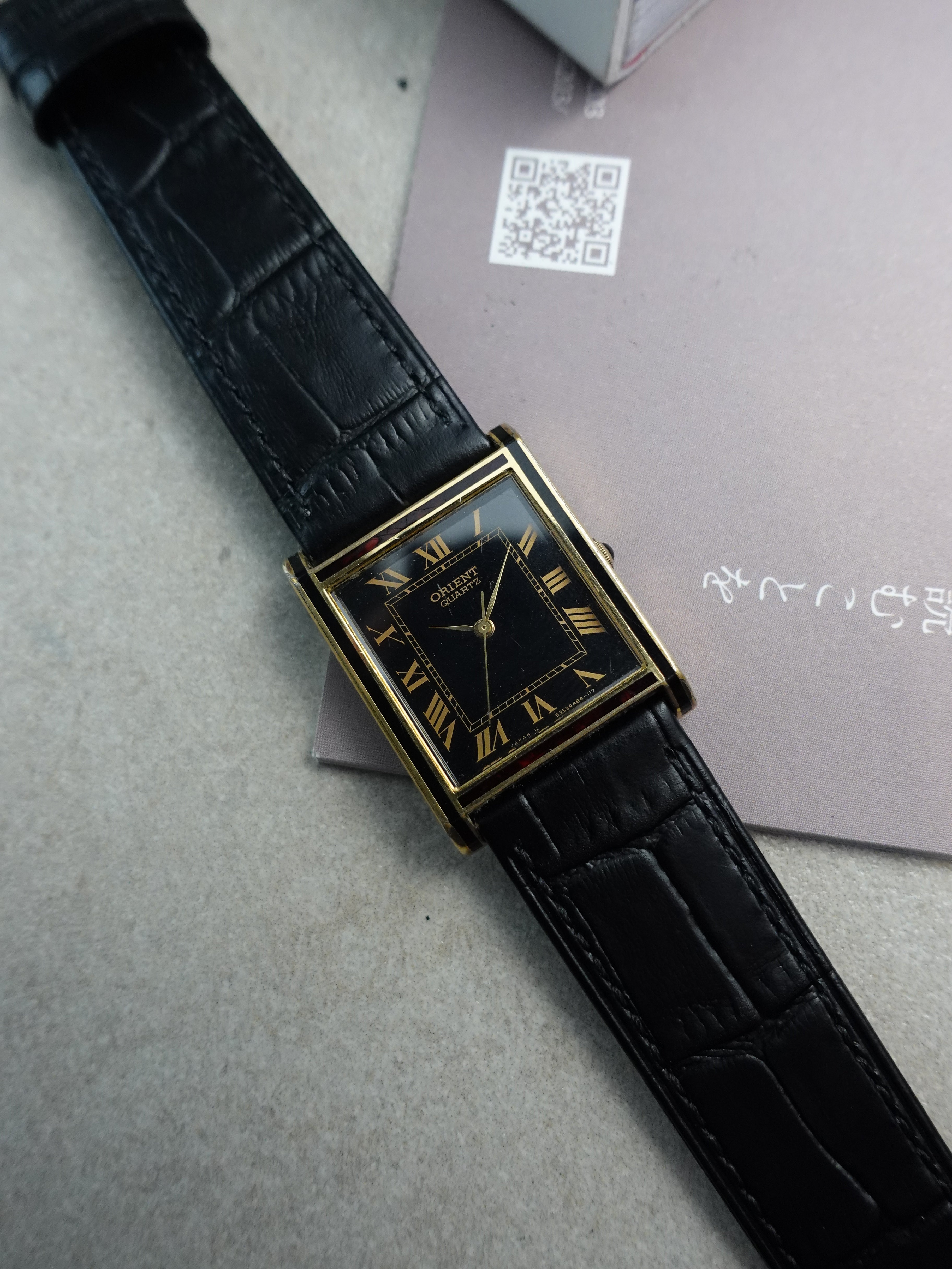 Orient Tank Art Deco case with ruby lacquer inserts on case – My