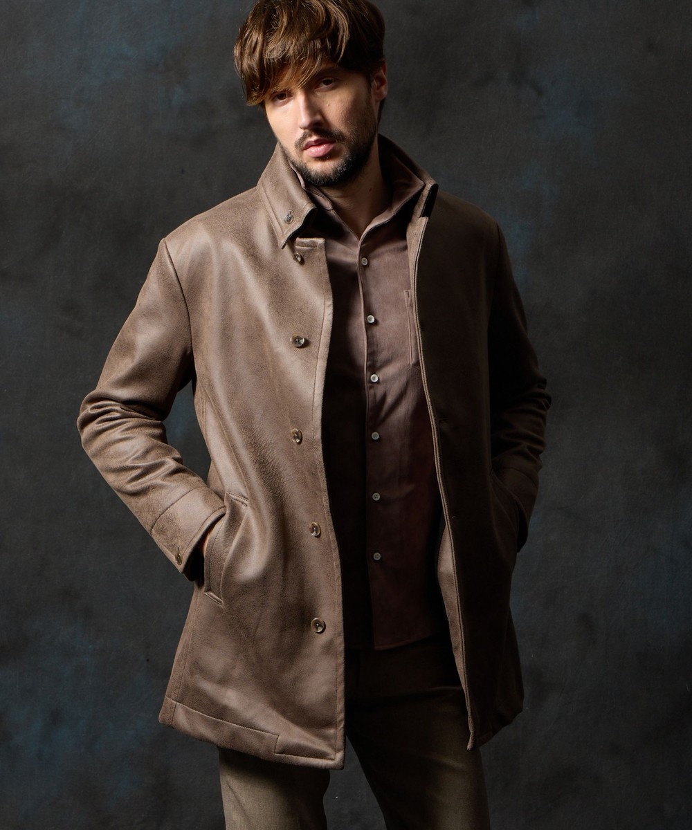 マイクロ起毛ポンチ ムラプリントスタンドコート｜その他コート