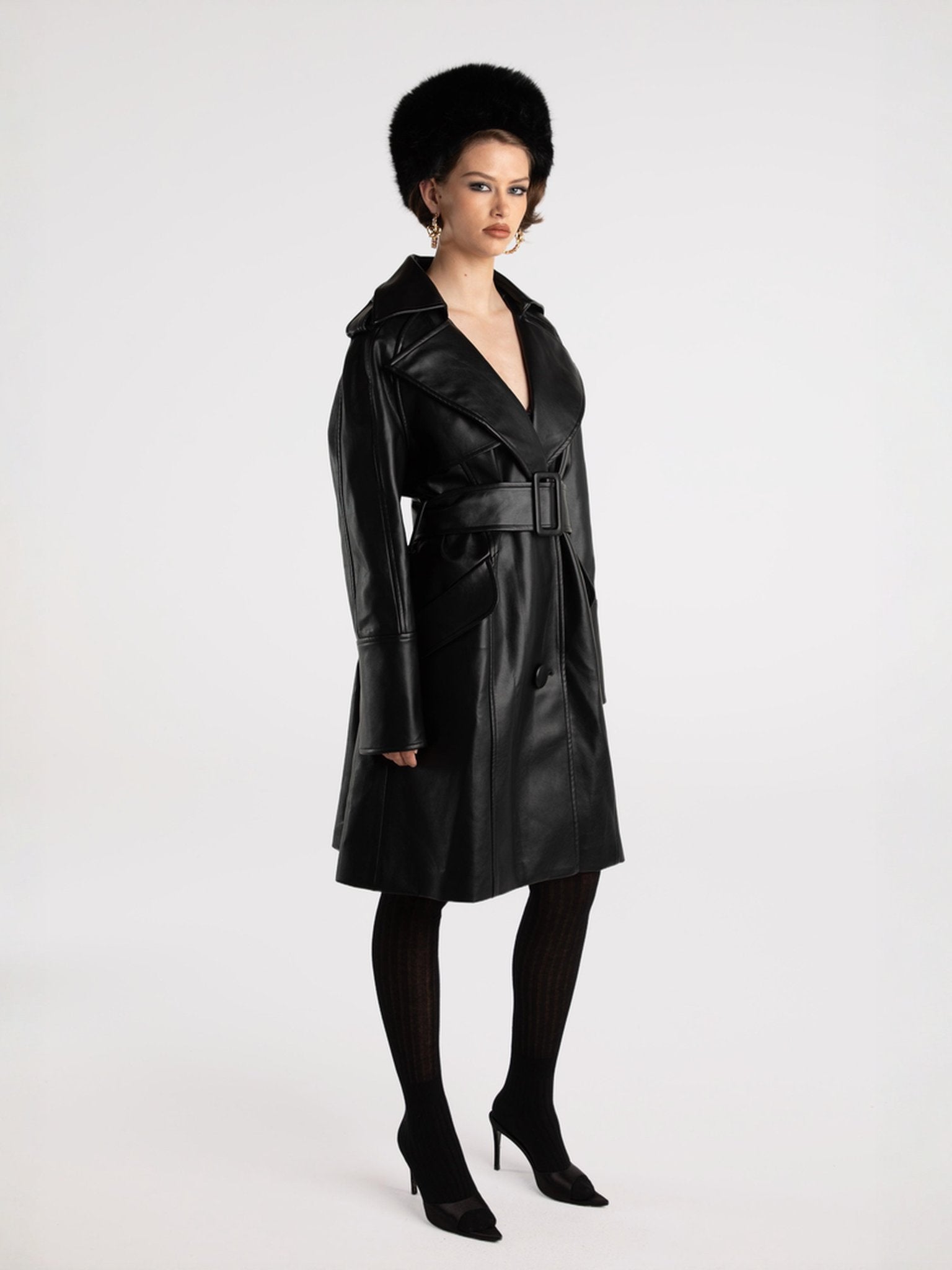 Keira Leather Trench Coat (Black) (Final Sale) – Nana Jacqueline