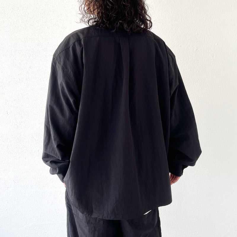 loose silhouette nylon shirt set up / black（ルーズシルエット