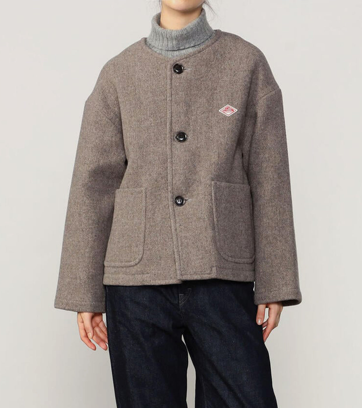 DANTON ウール ライト パイル カラーレス ジャケット , Beige – Navyblue