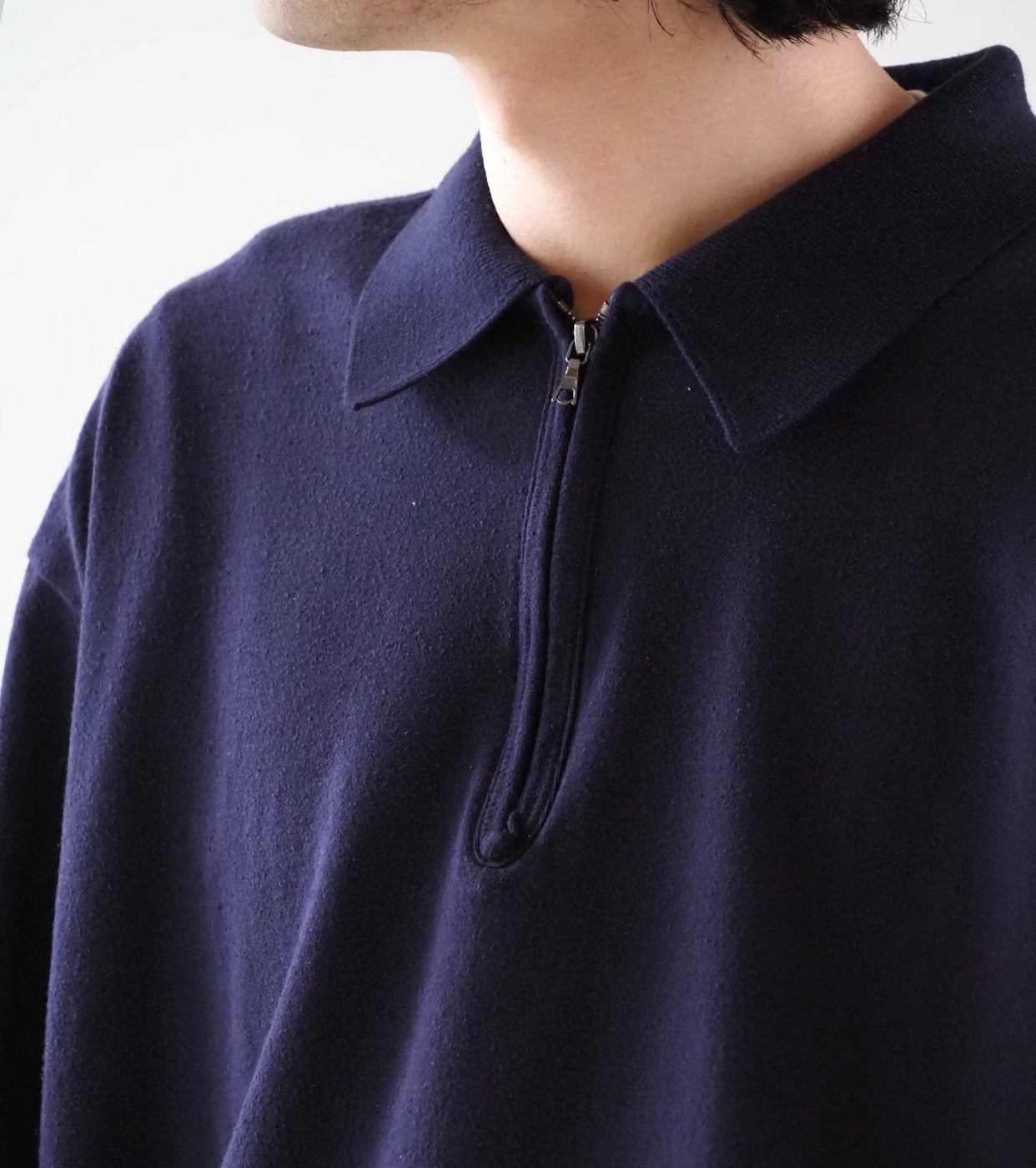 Blurhms Co/Silk Nep Harf-Zip Shirt, Dark Purple – Navyblue