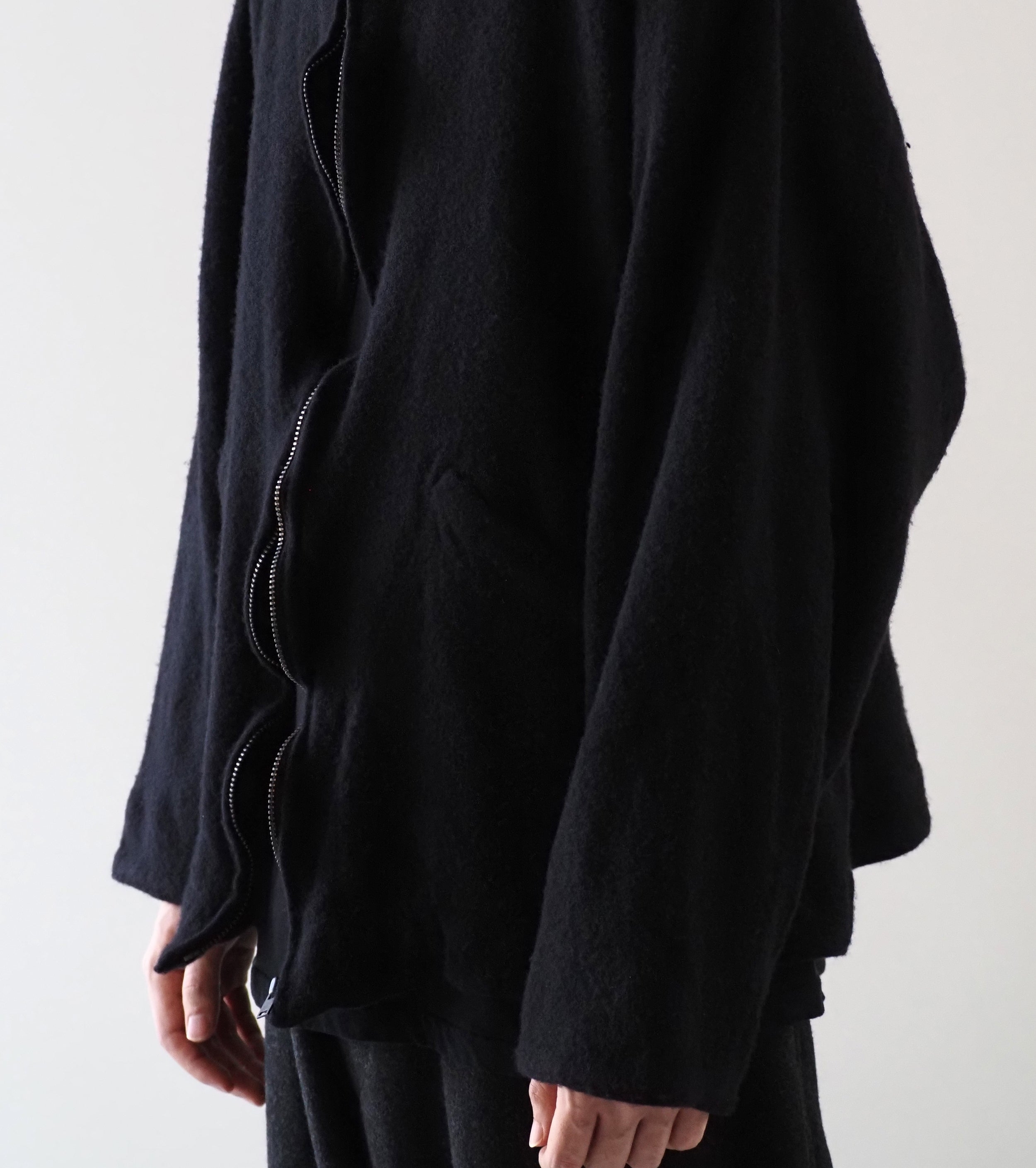 COMOLI Felted Wool Zip Short Jacket , Black – Navyblue