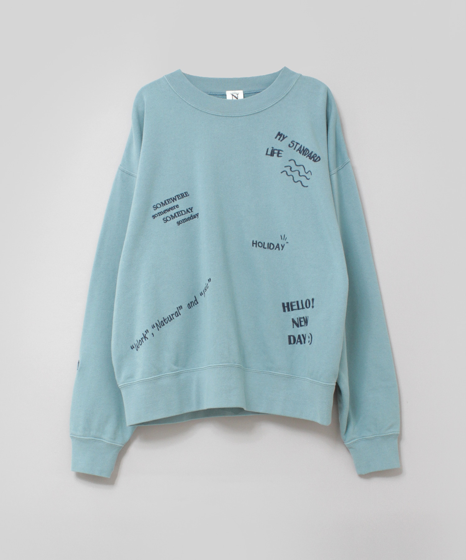 M2594 裏起毛パイル落書き刺繍スウェット(F ライトグレー): トップス