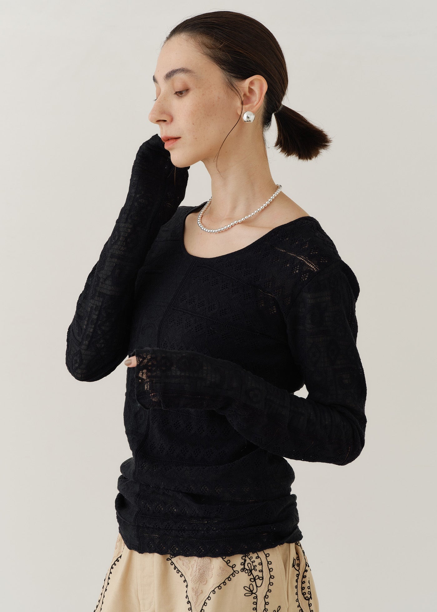 Double Lace Knit Top | Pasand by ne Quittez pas | パサンドバイヌキテパ