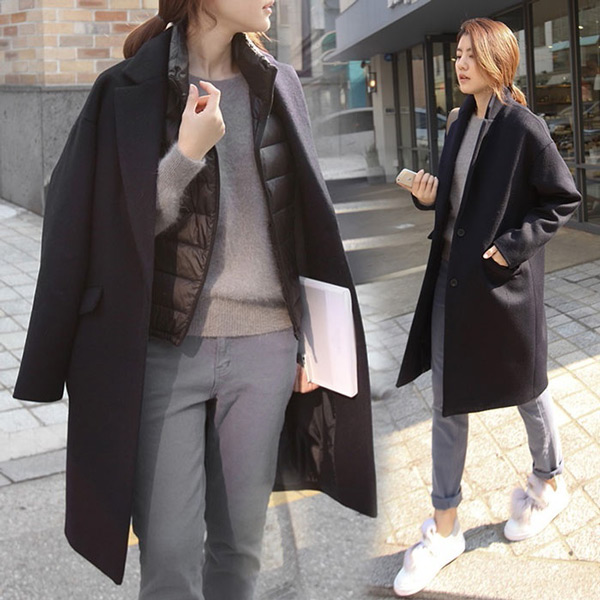 Newjoy / 裏地が選べる チェスターコート 2つボタン 3カラー ピンク