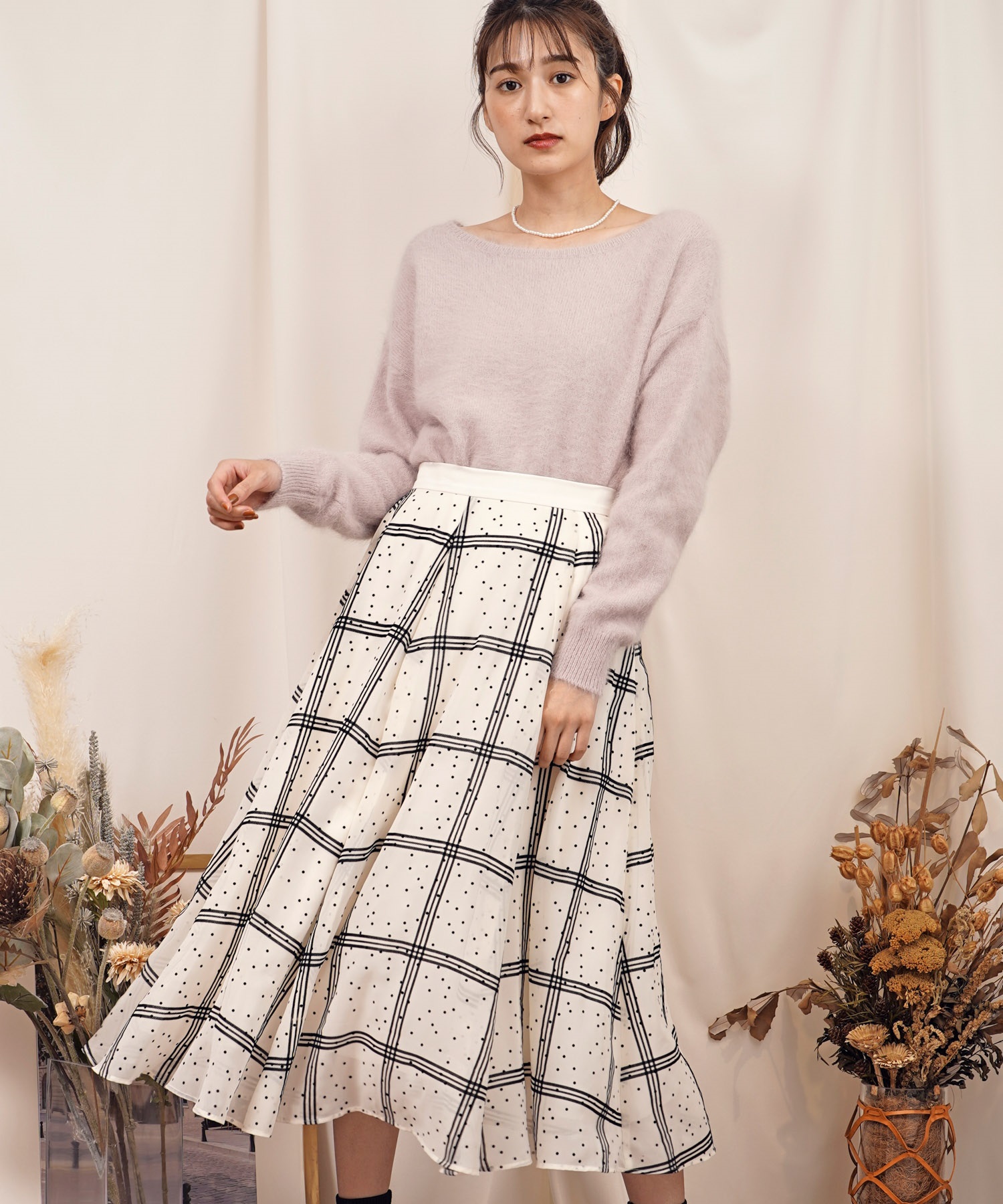 チェックドットフロッキースカート | フレアスカート | NOELA OFFICIAL
