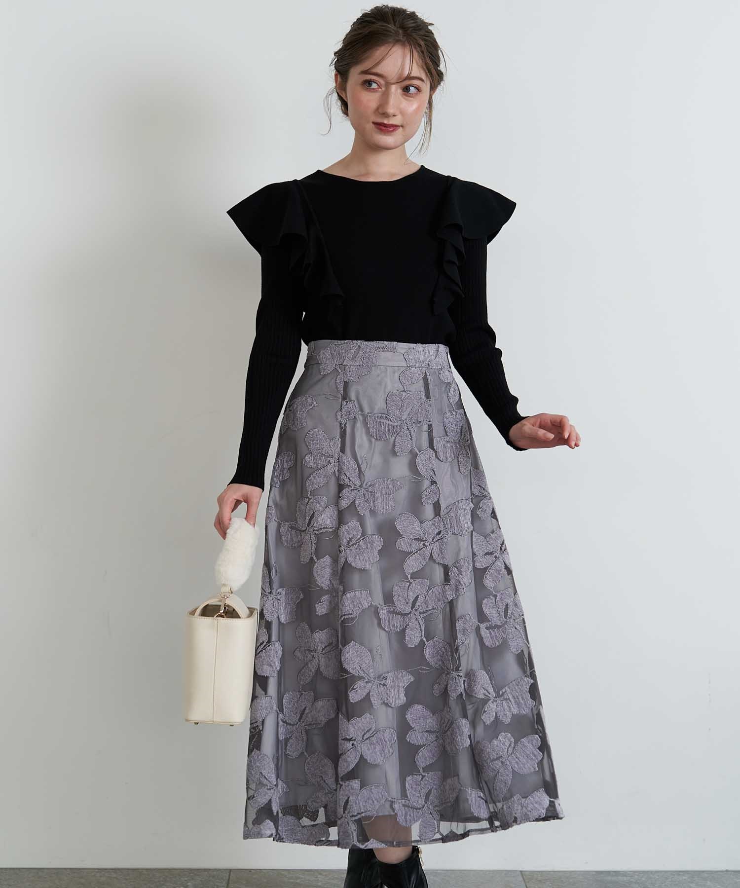 モール刺繍花柄スカート | フレアスカート | NOELA OFFICIAL WEB STORE