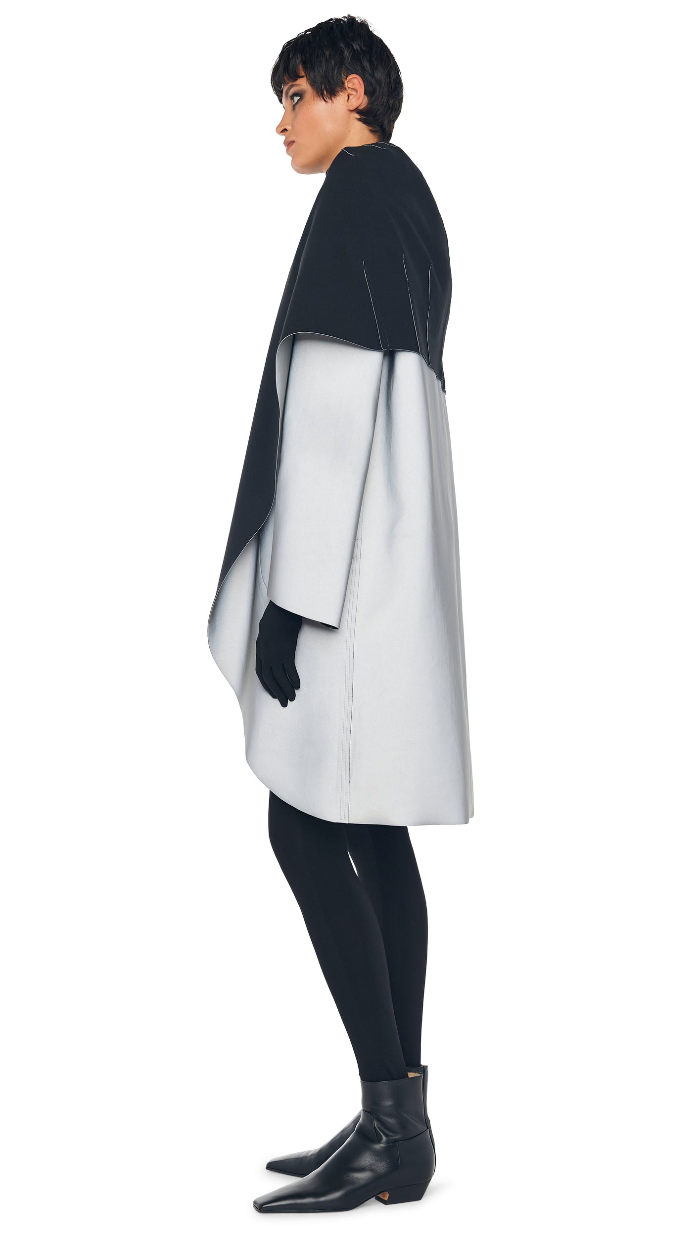 SHAWL COLLAR COAT REVERSIBLE – Grey/Black – Norma Kamali