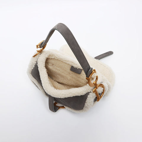 クリスチャンディオール Christian Dior サドルバッグ ムートン × ボア